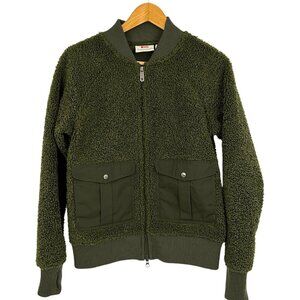 Fjallraven Greenland Pile Fleece Jacket Size S Deep Forest Green Full Zip Womens